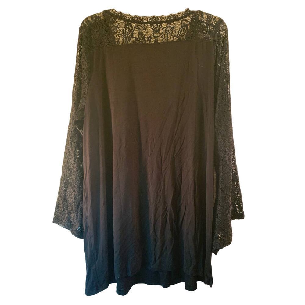 ROAMAN’S Women’s Black Top with Lace Sleeves / Size: 14-16 - Picture 2 of 8